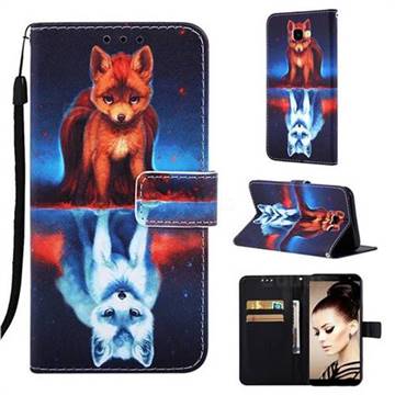 Water Fox Matte Leather Wallet Phone Case for Samsung Galaxy J4 Plus(6.0 inch)