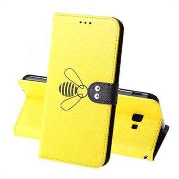 Silk Texture Bee Pattern Leather Phone Case for Samsung Galaxy J4 Plus(6.0 inch) - Yellow