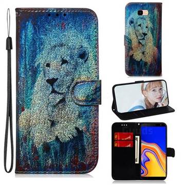 White Lion Laser Shining Leather Wallet Phone Case for Samsung Galaxy J4 Plus(6.0 inch)