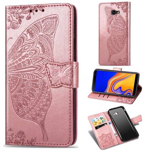 Embossing Mandala Flower Butterfly Leather Wallet Case for Samsung Galaxy J4 Plus(6.0 inch) - Rose Gold