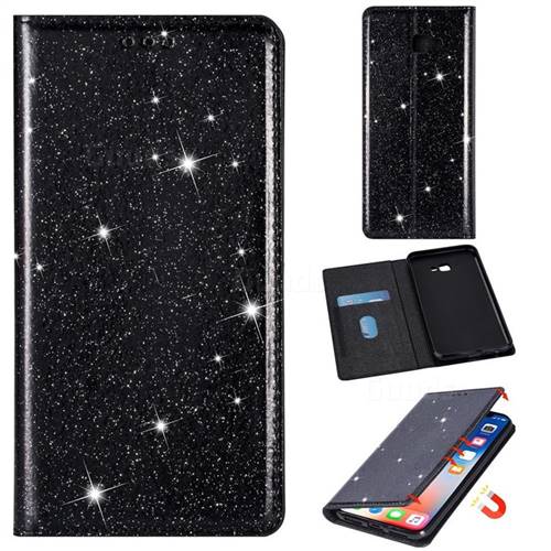Ultra Slim Glitter Powder Magnetic Automatic Suction Leather Wallet Case for Samsung Galaxy J4 Plus(6.0 inch) - Black