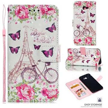 Bicycle Flower Tower 3D Painted Leather Phone Wallet Case for Samsung Galaxy J4 Plus(6.0 inch)