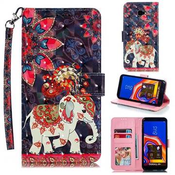 Phoenix Elephant 3D Painted Leather Phone Wallet Case for Samsung Galaxy J4 Plus(6.0 inch)