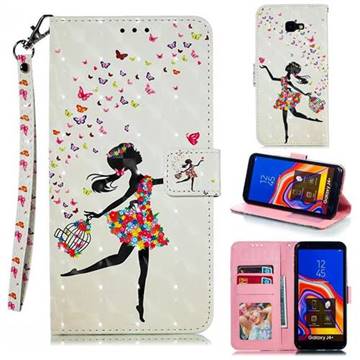 Flower Girl 3D Painted Leather Phone Wallet Case for Samsung Galaxy J4 Plus(6.0 inch)
