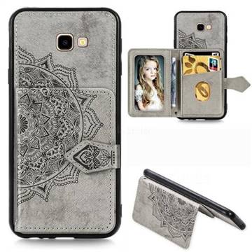 Mandala Flower Cloth Multifunction Stand Card Leather Phone Case for Samsung Galaxy J4 Plus(6.0 inch) - Gray