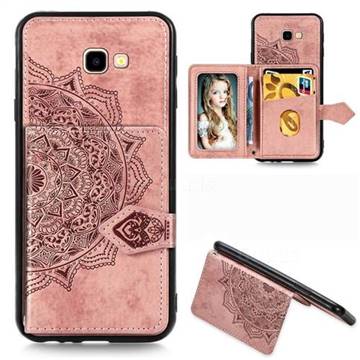 Mandala Flower Cloth Multifunction Stand Card Leather Phone Case for Samsung Galaxy J4 Plus(6.0 inch) - Rose Gold
