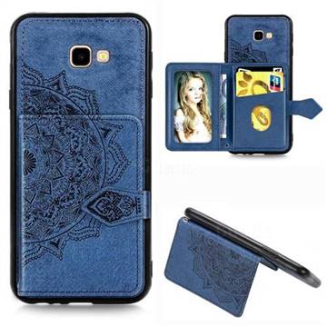 Mandala Flower Cloth Multifunction Stand Card Leather Phone Case for Samsung Galaxy J4 Plus(6.0 inch) - Blue