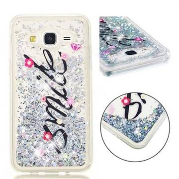 Smile Flower Dynamic Liquid Glitter Quicksand Soft TPU Case for Samsung Galaxy J5 2015 J500