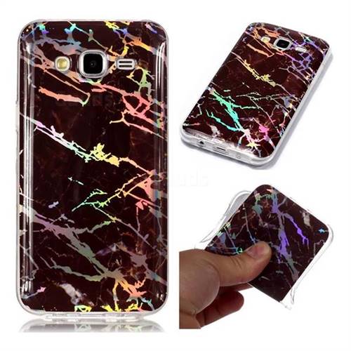 Black Brown Marble Pattern Bright Color Laser Soft TPU Case for Samsung Galaxy J5 2015 J500