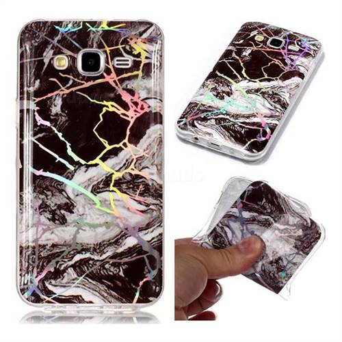 White Black Marble Pattern Bright Color Laser Soft TPU Case for Samsung Galaxy J5 2015 J500
