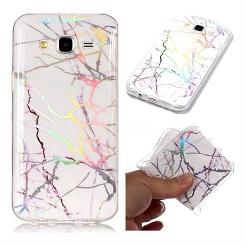 Color White Marble Pattern Bright Color Laser Soft TPU Case for Samsung Galaxy J5 2015 J500