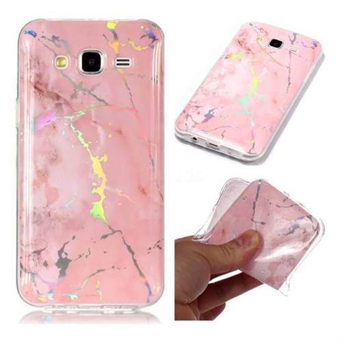 Powder Pink Marble Pattern Bright Color Laser Soft TPU Case for Samsung Galaxy J5 2015 J500