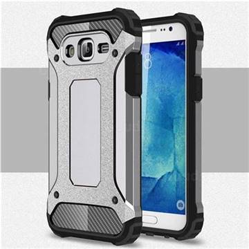 King Kong Armor Premium Shockproof Dual Layer Rugged Hard Cover for Samsung Galaxy J5 2015 J500 - Silver Grey