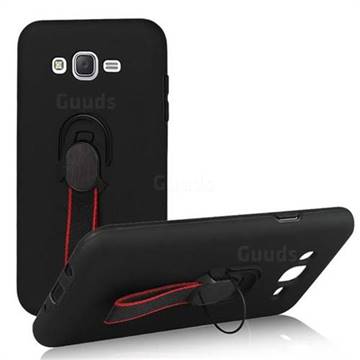 Raytheon Multi-function Ribbon Stand Back Cover for Samsung Galaxy J5 2015 J500 - Black