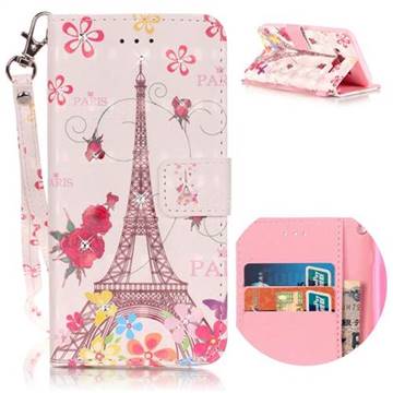 Butterfly Tower 3D Painted Leather Wallet Case for Samsung Galaxy J5 2015