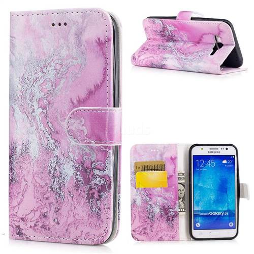 Pink Seawater PU Leather Wallet Case for Samsung Galaxy J5 2015 J500