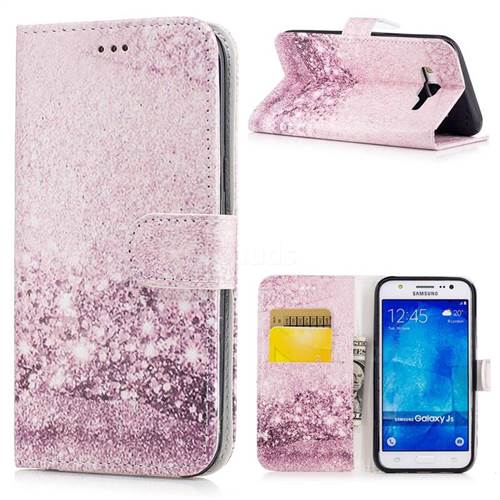 Glittering Rose Gold PU Leather Wallet Case for Samsung Galaxy J5 2015 J500