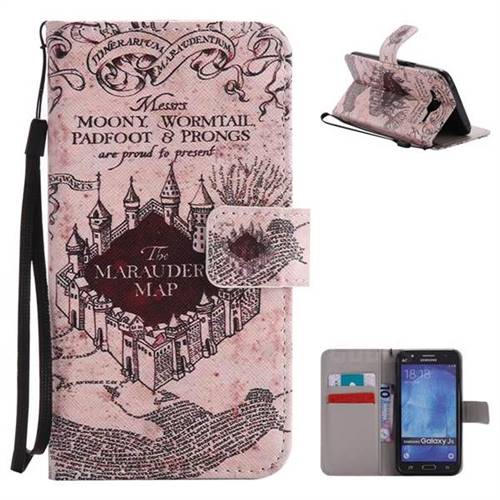 Castle The Marauders Map PU Leather Wallet Case for Samsung Galaxy J5 2015 J500