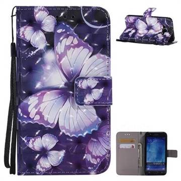 Violet butterfly 3D Painted Leather Wallet Case for Samsung Galaxy J5 2015 J500