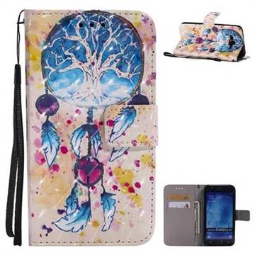 Blue Dream Catcher 3D Painted Leather Wallet Case for Samsung Galaxy J5 2015 J500