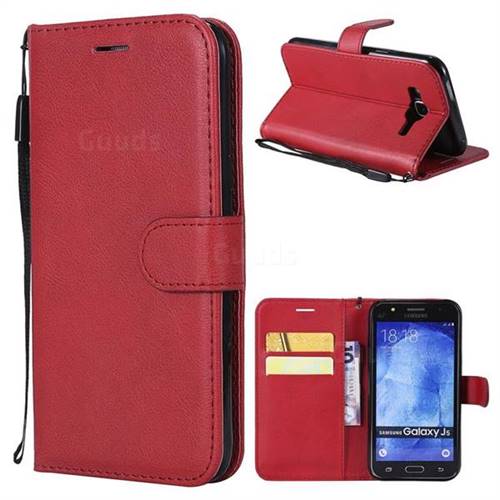 Retro Greek Classic Smooth PU Leather Wallet Phone Case for Samsung Galaxy J5 2015 J500 - Red