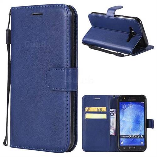 Retro Greek Classic Smooth PU Leather Wallet Phone Case for Samsung Galaxy J5 2015 J500 - Blue