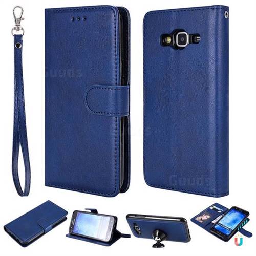 Retro Greek Detachable Magnetic PU Leather Wallet Phone Case for Samsung Galaxy J5 2015 J500 - Blue