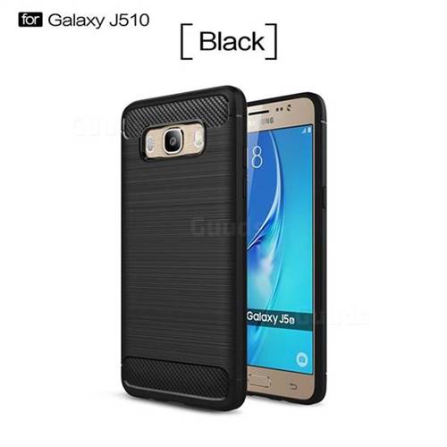 Luxury Carbon Fiber Brushed Wire Drawing Silicone TPU Back Cover for Samsung Galaxy J5 2016 J510 (Black)