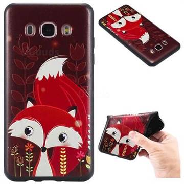 Red Fox 3D Embossed Relief Black TPU Back Cover for Samsung Galaxy J5 2016 J510
