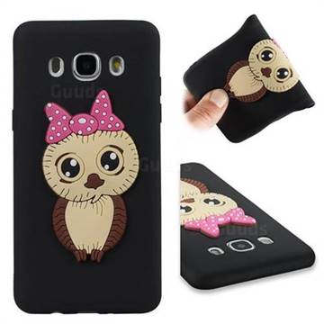 Bowknot Girl Owl Soft 3D Silicone Case for Samsung Galaxy J5 2016 J510 - Black