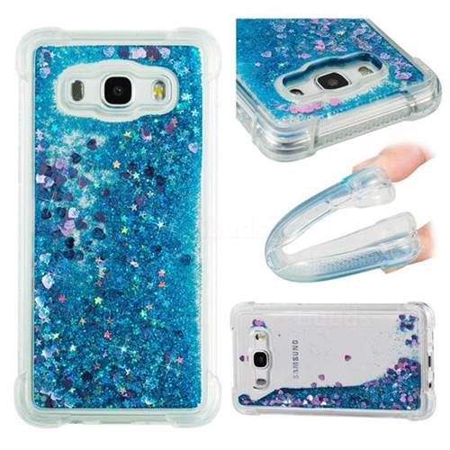Dynamic Liquid Glitter Sand Quicksand TPU Case for Samsung Galaxy J5 2016 J510 - Blue Love Heart