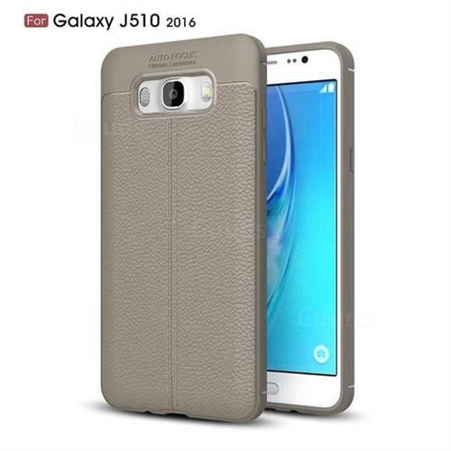 Luxury Auto Focus Litchi Texture Silicone TPU Back Cover for Samsung Galaxy J5 2016 J510 - Gray