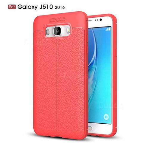 Luxury Auto Focus Litchi Texture Silicone TPU Back Cover for Samsung Galaxy J5 2016 J510 - Red