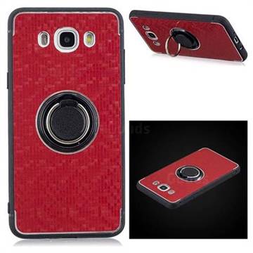 Luxury Mosaic Metal Silicone Invisible Ring Holder Soft Phone Case for Samsung Galaxy J5 2016 J510 - Red