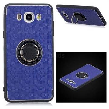 Luxury Mosaic Metal Silicone Invisible Ring Holder Soft Phone Case for Samsung Galaxy J5 2016 J510 - Blue