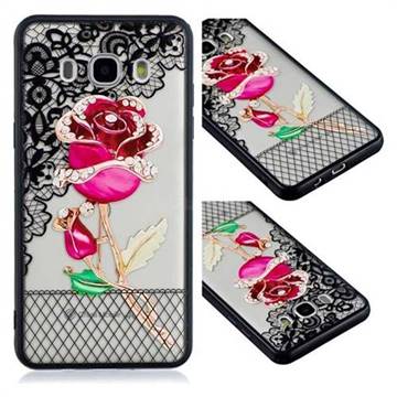 Rose Lace Diamond Flower Soft TPU Back Cover for Samsung Galaxy J5 2016 J510