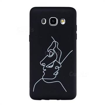 Human Face Stick Figure Matte Black TPU Phone Cover for Samsung Galaxy J5 2016 J510