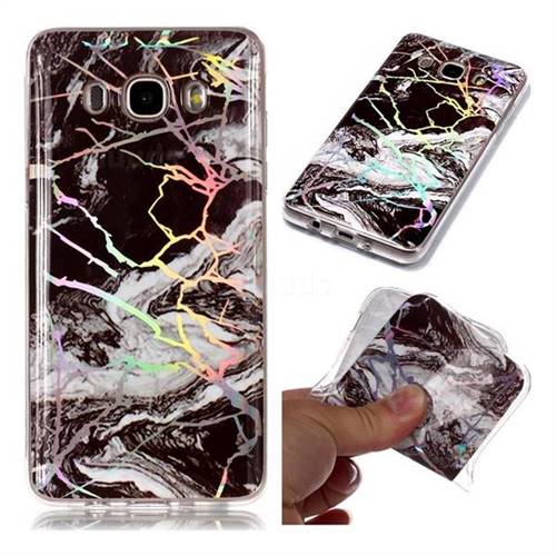 White Black Marble Pattern Bright Color Laser Soft TPU Case for Samsung Galaxy J5 2016 J510