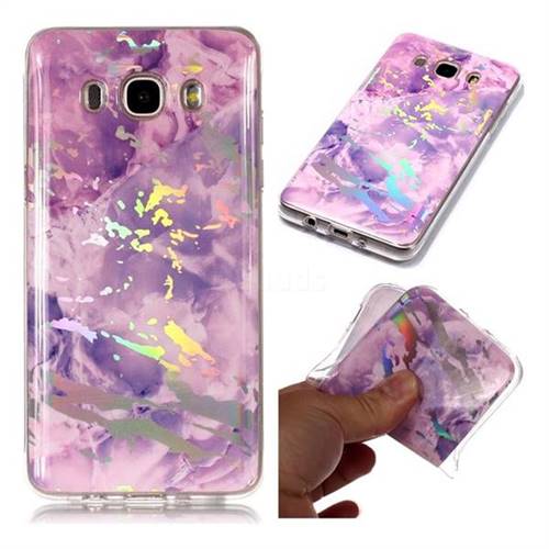 Purple Marble Pattern Bright Color Laser Soft TPU Case for Samsung Galaxy J5 2016 J510