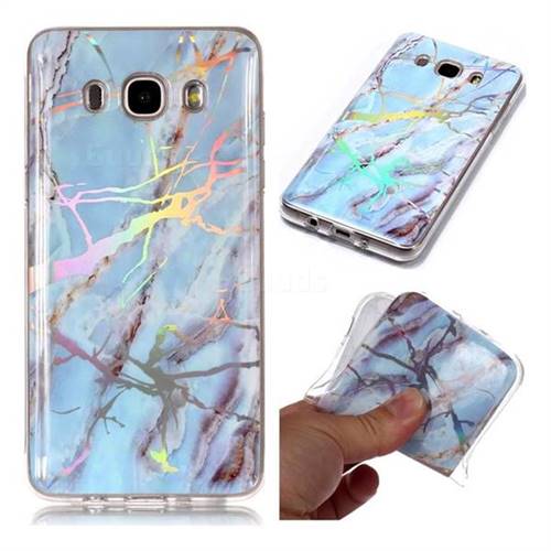 Light Blue Marble Pattern Bright Color Laser Soft TPU Case for Samsung Galaxy J5 2016 J510