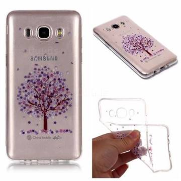Purple Flower Super Clear Soft TPU Back Cover for Samsung Galaxy J5 2016 J510