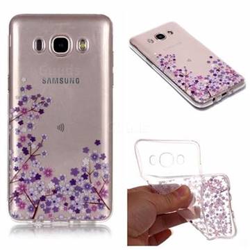 Purple Cherry Blossom Super Clear Soft TPU Back Cover for Samsung Galaxy J5 2016 J510