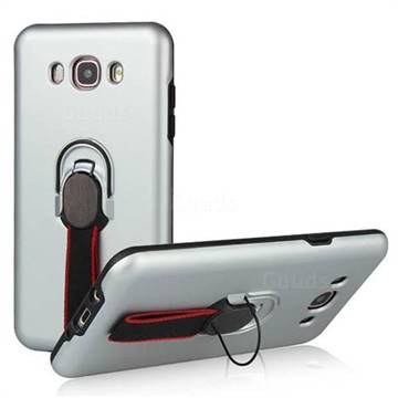 Raytheon Multi-function Ribbon Stand Back Cover for Samsung Galaxy J5 2016 J510 - Silver