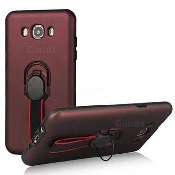 Raytheon Multi-function Ribbon Stand Back Cover for Samsung Galaxy J5 2016 J510 - Wine Red