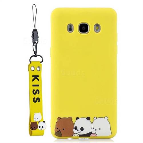Yellow Bear Family Soft Kiss Candy Hand Strap Silicone Case for Samsung Galaxy J5 2016 J510