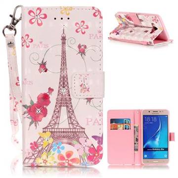 Butterfly Tower 3D Painted Leather Wallet Case for Samsung Galaxy J5 2016 J510