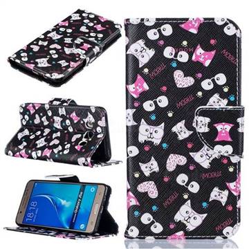 Cute Black Cat Leather Wallet Case for Samsung Galaxy J5 2016 J510