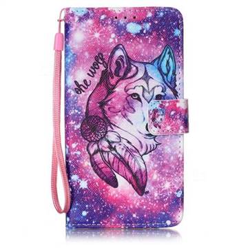 Campanula Wolf Leather Wallet Case for Samsung Galaxy J5 2016 J510