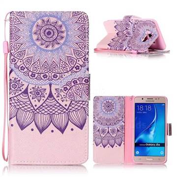 Purple Sunflower Leather Wallet Phone Case for Samsung Galaxy J5 2016 J510