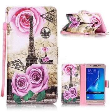 Rose Eiffel Tower Leather Wallet Phone Case for Samsung Galaxy J5 2016 J510